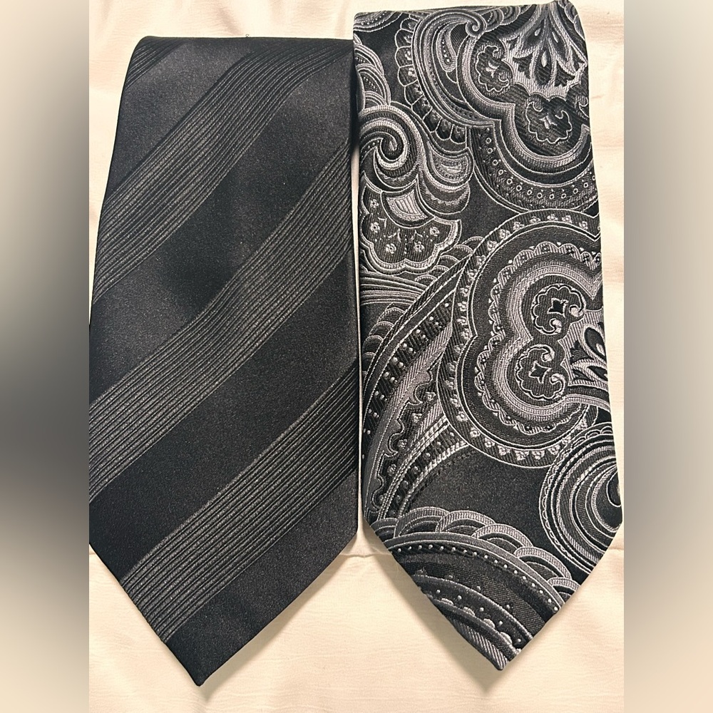 2 DJT sophisticated black and gray patterned ties